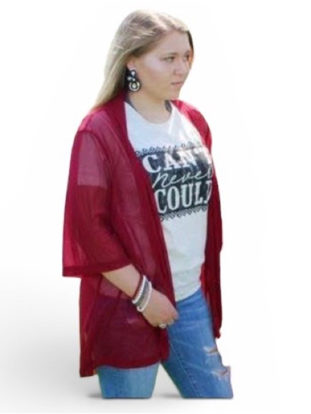 Crazy Train Cross Fire Sheer Burgundy Maroon Cardigan Cover Up One Size New